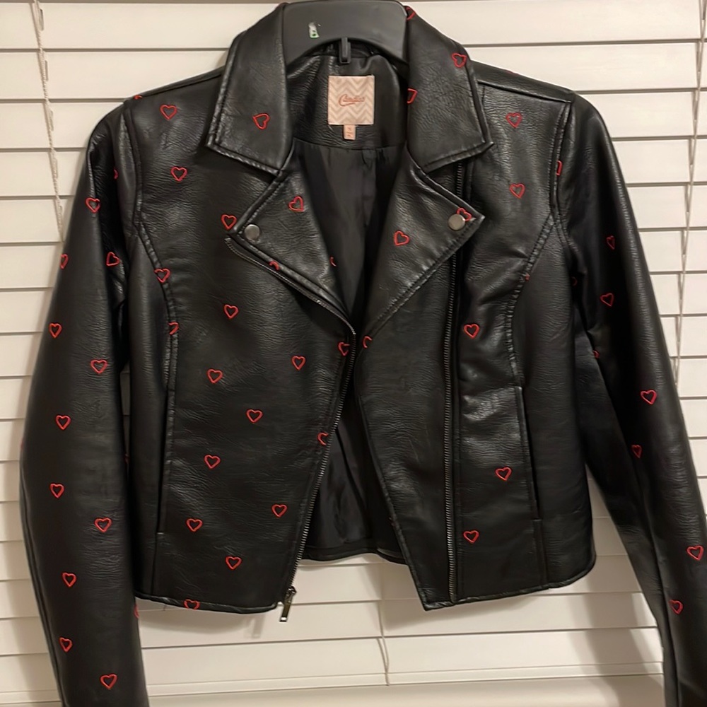 Faux leather heart jacket
